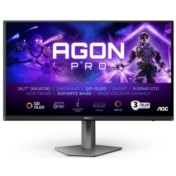 MONITOR GAMING AOC AGON AG276QZD2 27" QD-OLED QHD 240Hz 0.03ms HDR 400 Adaptive Sync