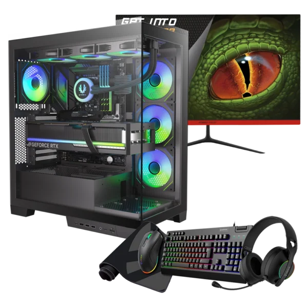 JD GAMING PACK - PC PRO NEGRO INTEL CORE ULTRA 7 265KF / 32GB DDR5 / 1TB / RTX 5070TI + MONITOR, RATON, TECLADO, ALFOMBRILLA Y AURICULARES
