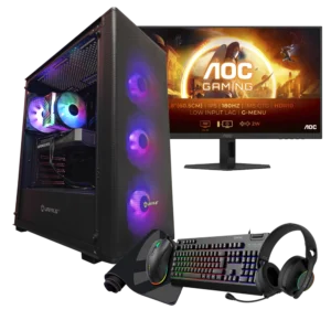 JD GAMING PACK - PC BASIC NEGRO I5-14400F / 16GB DDR5 / 500GB / RTX 5060 + MONITOR, RATON, TECLADO, ALFOMBRILLA y AURICULARES