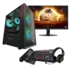 JD GAMING PACK - PC BASIC NEGRO RYZEN 5 5500 / 16GB / 500GB / RX 6500XT + MONITOR, RATON, TECLADO, ALFOMBRILLA Y AURICULARES