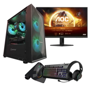 JD GAMING PACK - PC BASIC NEGRO RYZEN 5 5500 / 16GB / 500GB / RX 6500XT + MONITOR, RATON, TECLADO, ALFOMBRILLA Y AURICULARES