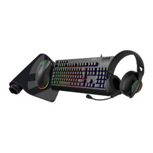 UNYKAch Pack NOVA Teclado Gaming Membrana Español, Ratón, Cascos, Alfombrilla XL